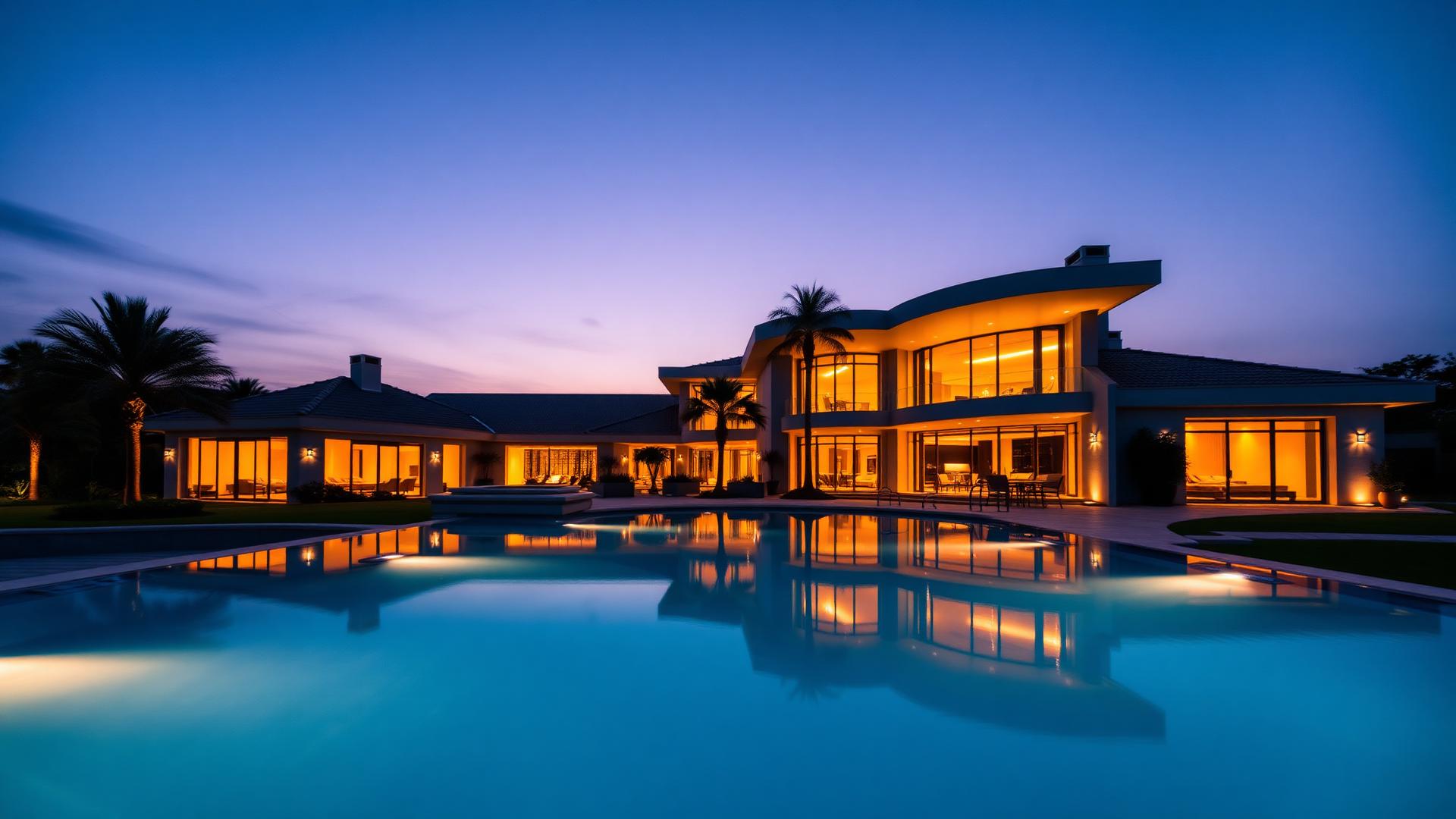 Aerial view of a premium Boland Property estate at dusk